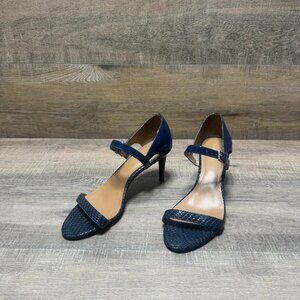 Calvin Klein Luigina Blue Patent Snake Embossed Leather Heels Women's Size 7